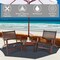 Costway 3PCS Patio Rattan Furniture Set Solid Eucalyptus Wood Frame Bistro Set with Coffee Table Patio Conversation Set (Brown)